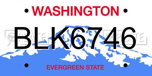 BLK6746 Washington License Plate