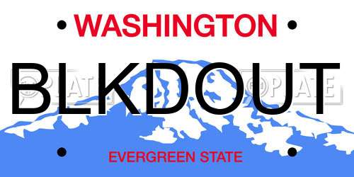 BLKDOUT Washington License Plate