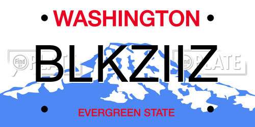 BLKZIIZ Washington License Plate