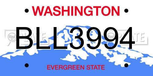 BLL3994 Washington License Plate