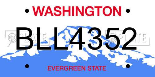 BLL4352 Washington License Plate