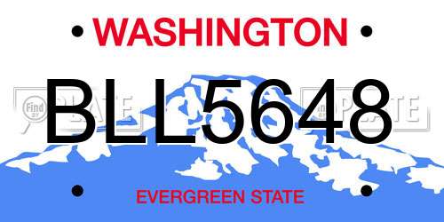 BLL5648 Washington License Plate