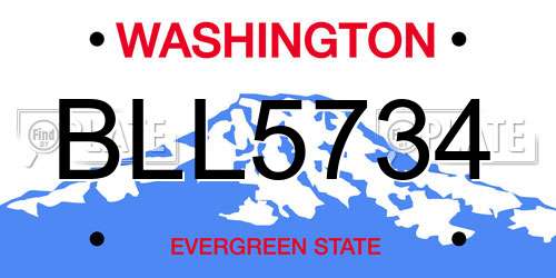 BLL5734 Washington License Plate
