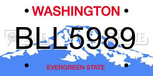 BLL5989 Washington License Plate