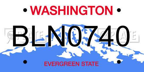 BLN0740 Washington License Plate