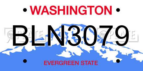 BLN3079 Washington License Plate