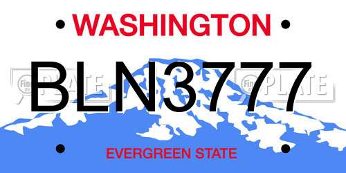 BLN3777 Washington License Plate