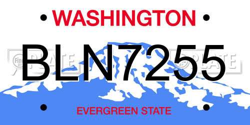BLN7255 Washington License Plate