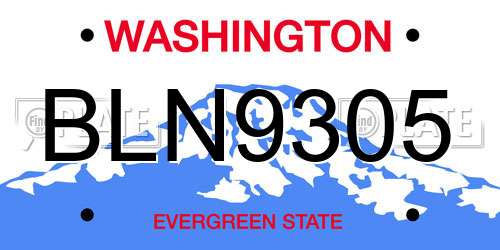 BLN9305 Washington License Plate