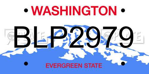 BLP2979 Washington License Plate