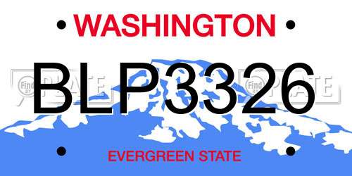 BLP3326 Washington License Plate