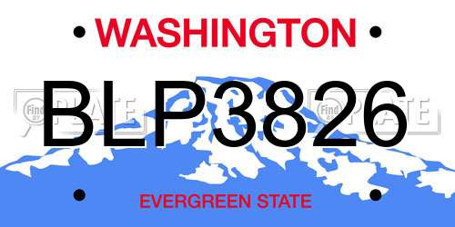 BLP3826 Washington License Plate