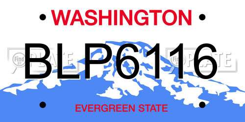 BLP6116 Washington License Plate