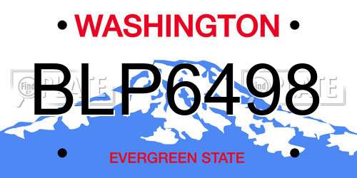 BLP6498 Washington License Plate