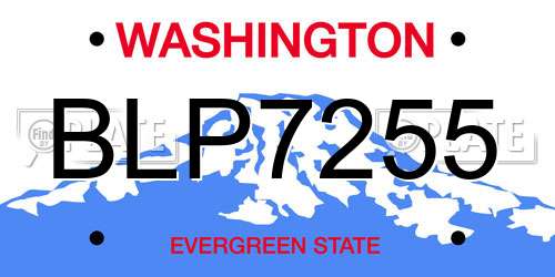 BLP7255 Washington License Plate