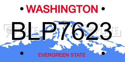 BLP7623 Washington License Plate
