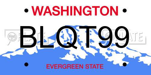 BLQT99 Washington License Plate