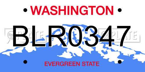 BLR0347 Washington License Plate