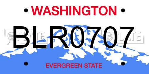 BLR0707 Washington License Plate
