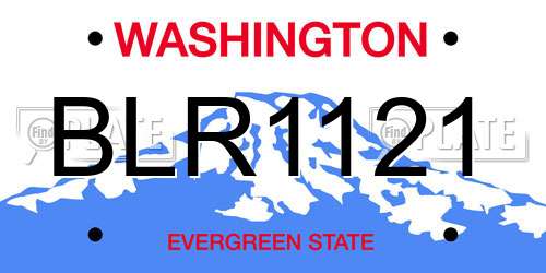 BLR1121 Washington License Plate
