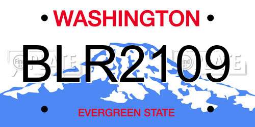 BLR2109 Washington License Plate