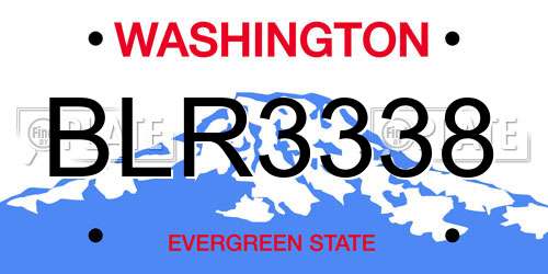 BLR3338 Washington License Plate