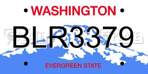 BLR3379 Washington License Plate
