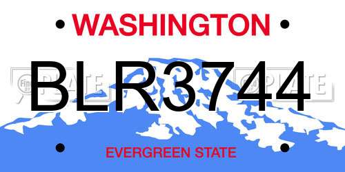 BLR3744 Washington License Plate