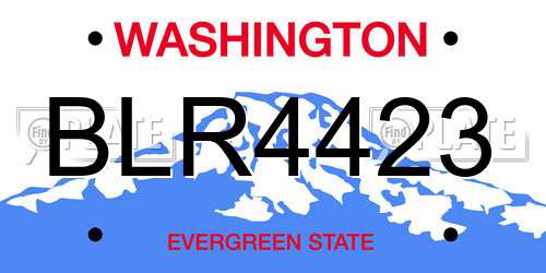 BLR4423 Washington License Plate