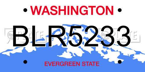 BLR5233 Washington License Plate