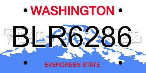 BLR6286 Washington License Plate