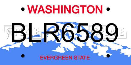 BLR6589 Washington License Plate