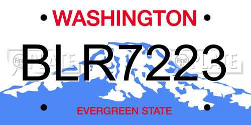 BLR7223 Washington License Plate