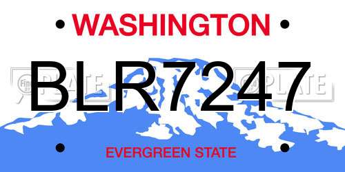 BLR7247 Washington License Plate
