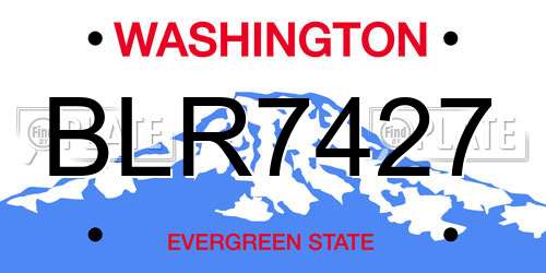 BLR7427 Washington License Plate
