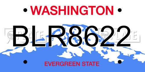 BLR8622 Washington License Plate