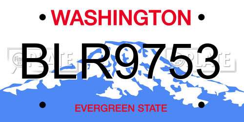 BLR9753 Washington License Plate