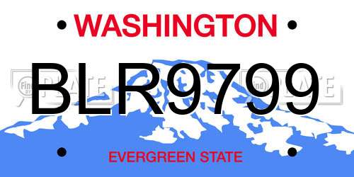 BLR9799 Washington License Plate
