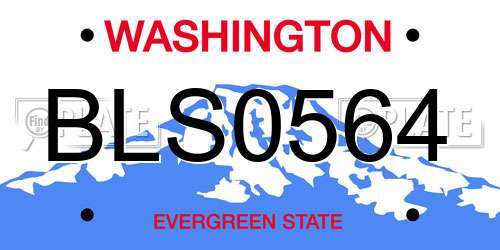 BLS0564 Washington License Plate