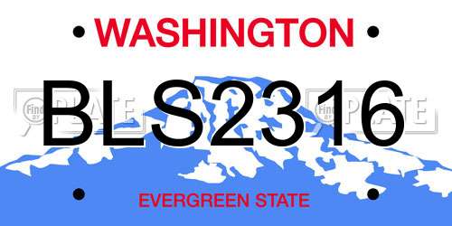 BLS2316 Washington License Plate
