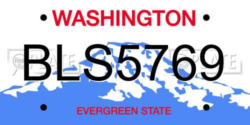 BLS5769 Washington License Plate