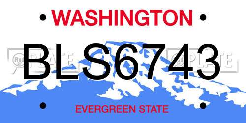 BLS6743 Washington License Plate