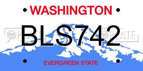 BLS742 Washington License Plate