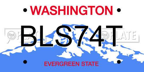 BLS74T Washington License Plate