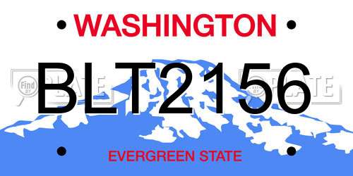 BLT2156 Washington License Plate
