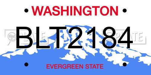BLT2184 Washington License Plate