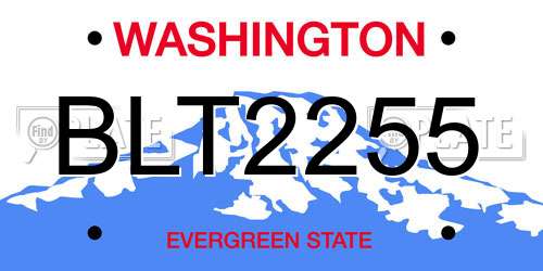 BLT2255 Washington License Plate