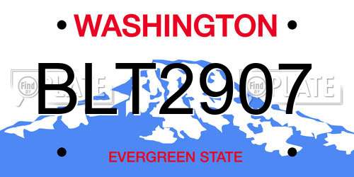 BLT2907 Washington License Plate
