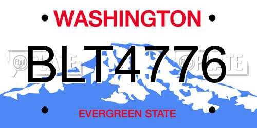BLT4776 Washington License Plate