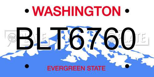 BLT6760 Washington License Plate